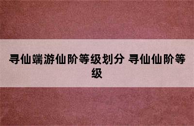 寻仙端游仙阶等级划分 寻仙仙阶等级